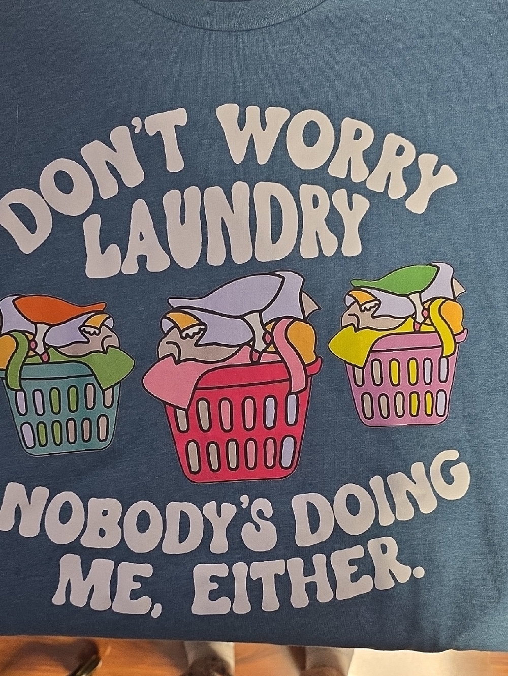 Bella Canvas Blue Graphic Tee with Multicolor Laundry Print - Picture 2 of 5
